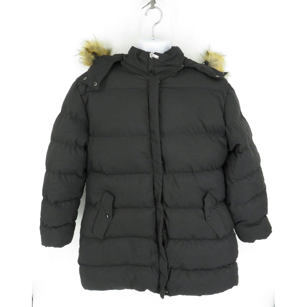 WenVen Women's Black Winter Puffer Coat Jacket Faux Fur Removable Hood 2XL NWT